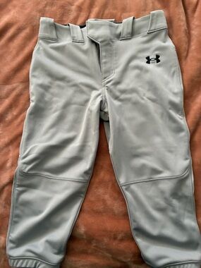 Under Armour Kids Light Gray Athletic Joggers with Black Logo